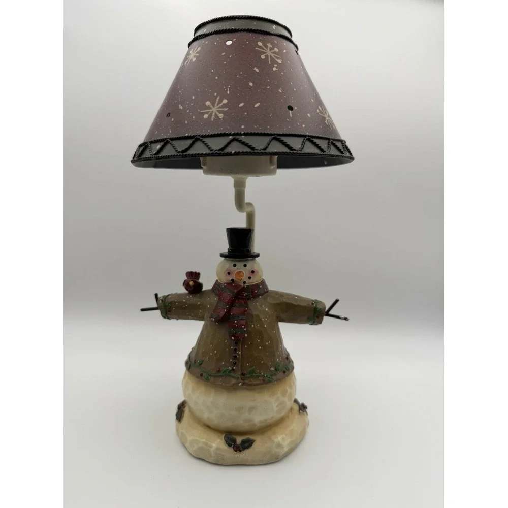 Forest Friend‎ Frosty Snow Man Tea Light Lamp Candle Holder w/ Metal Shade